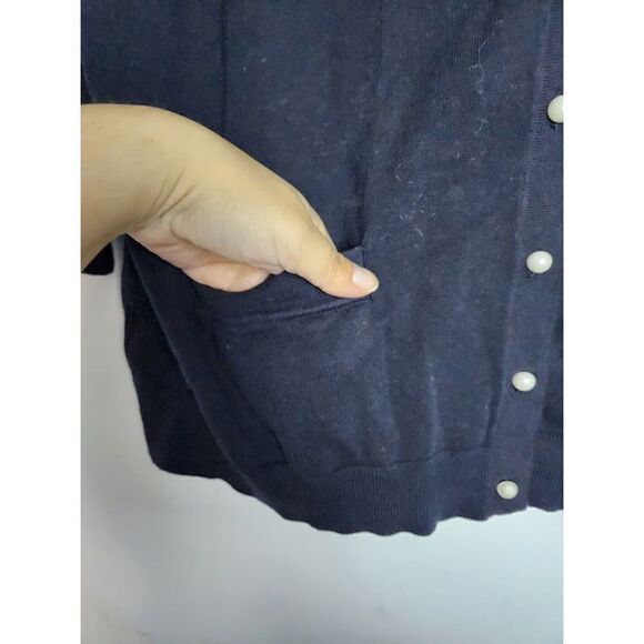 NWOT Linea by Louis Dell'Olio Black w/ White Pearls Cotton Button Up Cardigan 1X - Picture 8 of 8